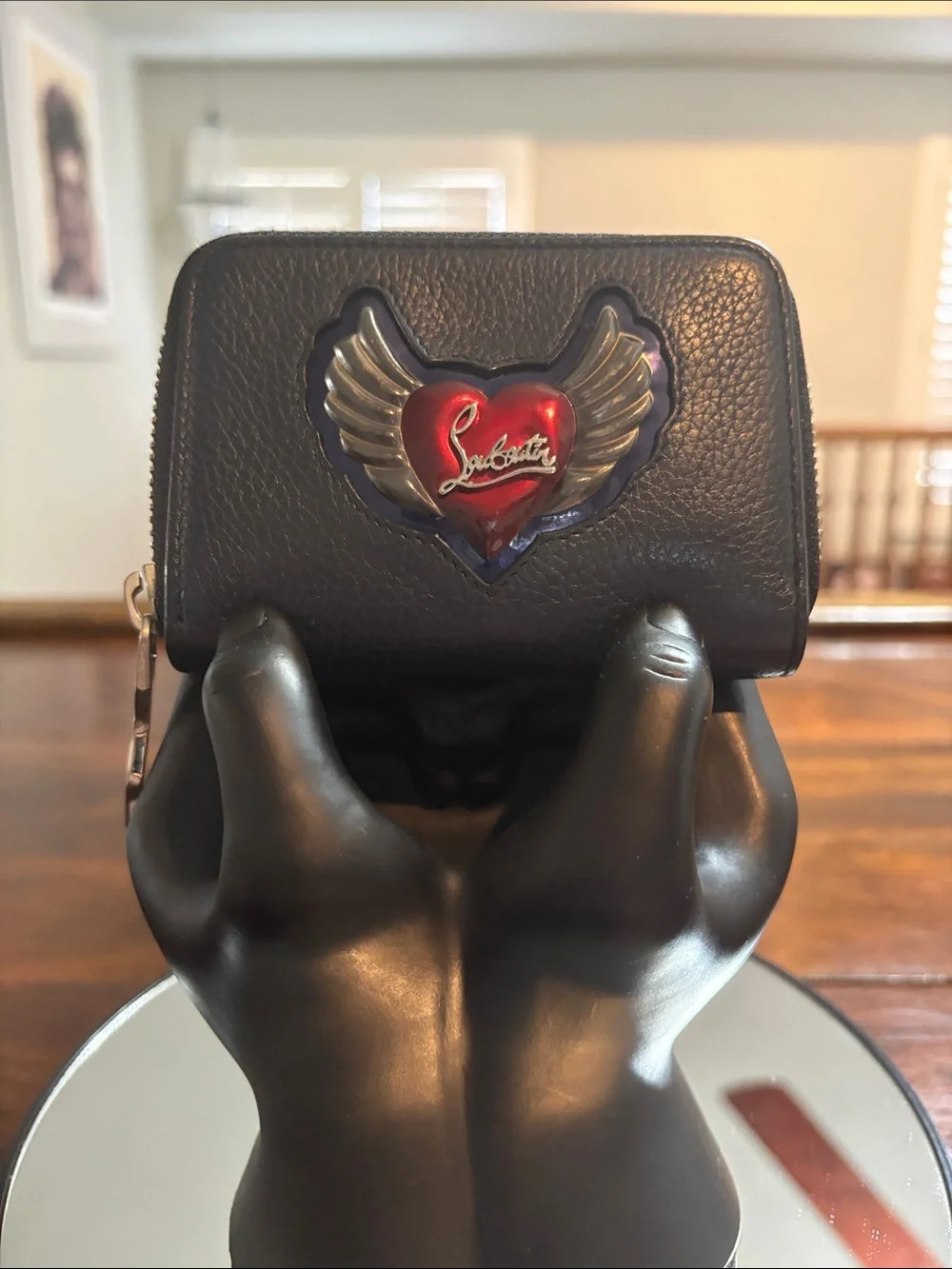 CHRISTIAN LOUBOUTIN Winged Heart Leather Wallet